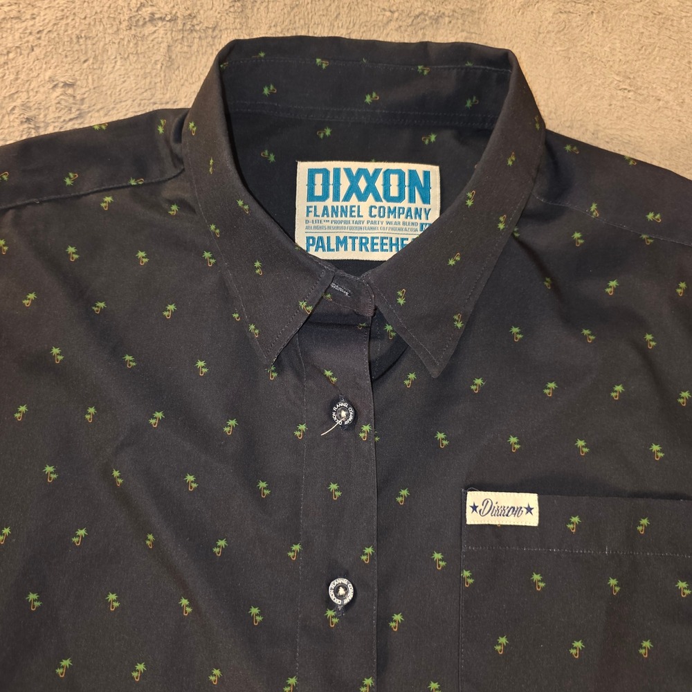 Dixxon Flannel Company Palmtreehead Shirt Mens Medium Black Palm Tree Print SS
